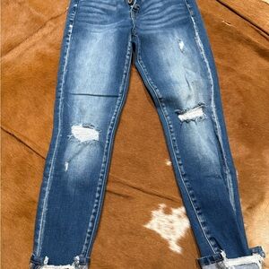 Women's Distressed Blue Jeans